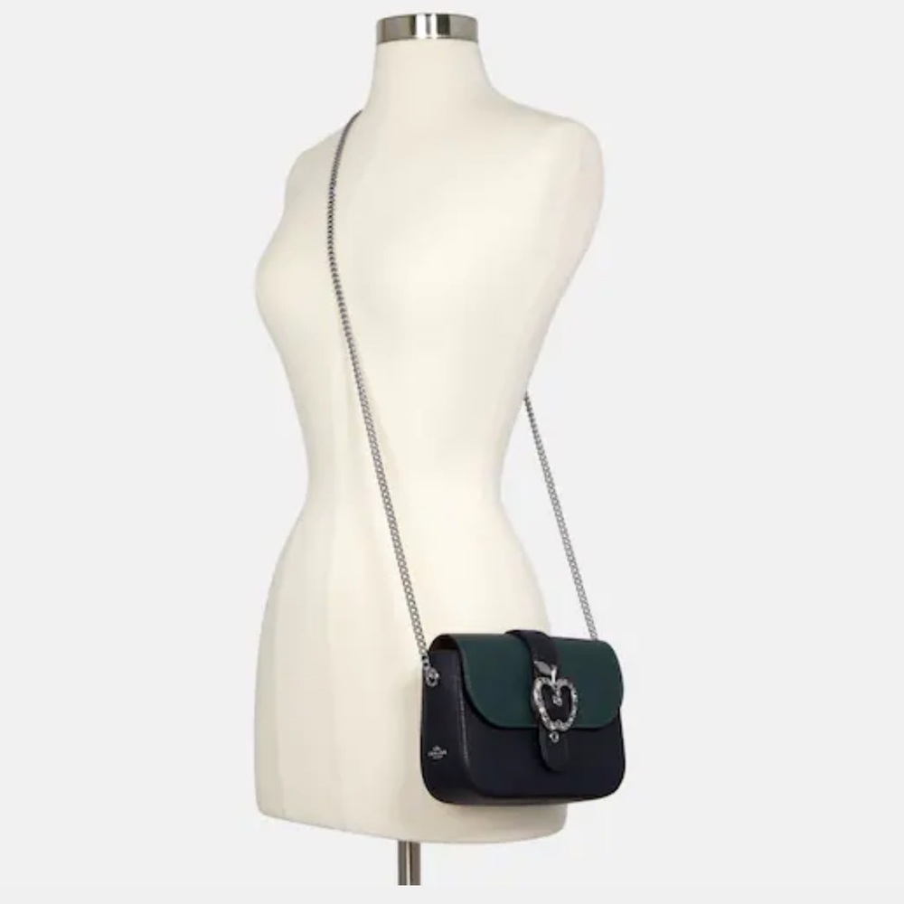 COACH Gemma Crossbody In Colorblock With Apple Buckle Forest Midnight Navy color - Picture 13 of 16
